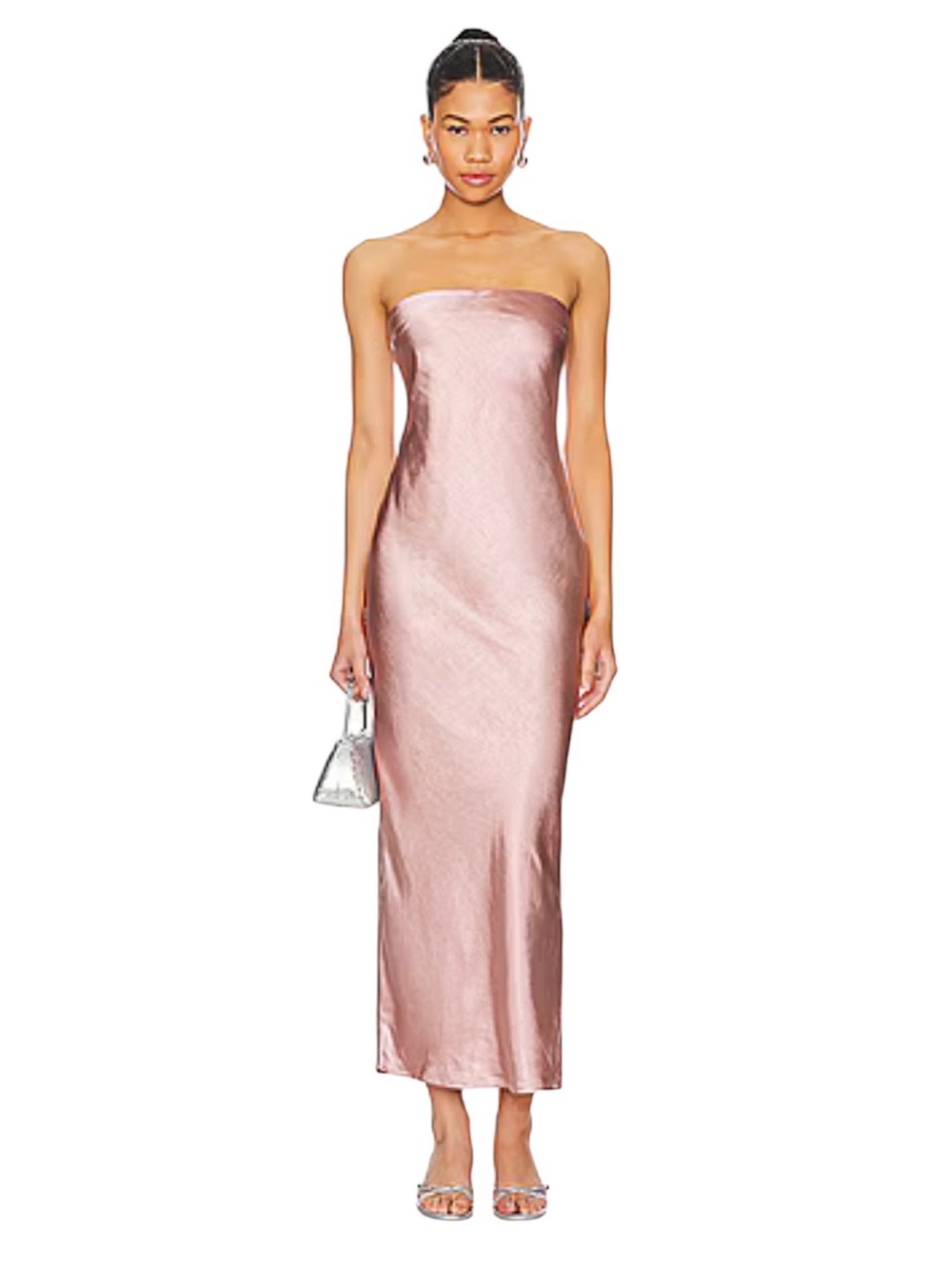More To Come- Emma Strapless Satin Slip Dress in Blush Size XXS